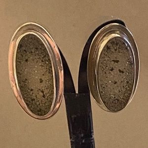 Drusy Quartz and Sterling Silver Post Earrings - OBSIDIAN designer